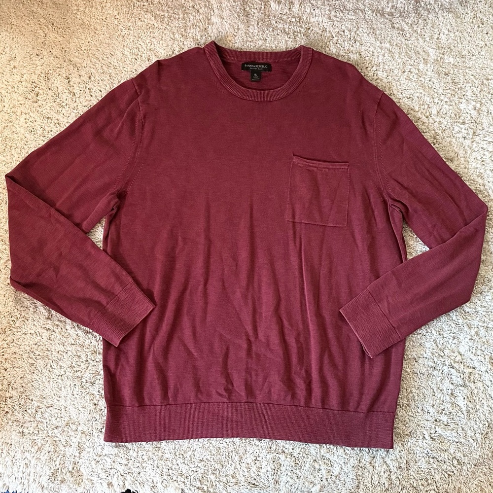 Banana Republic Cotton Slub Red Men’s Sweater XL